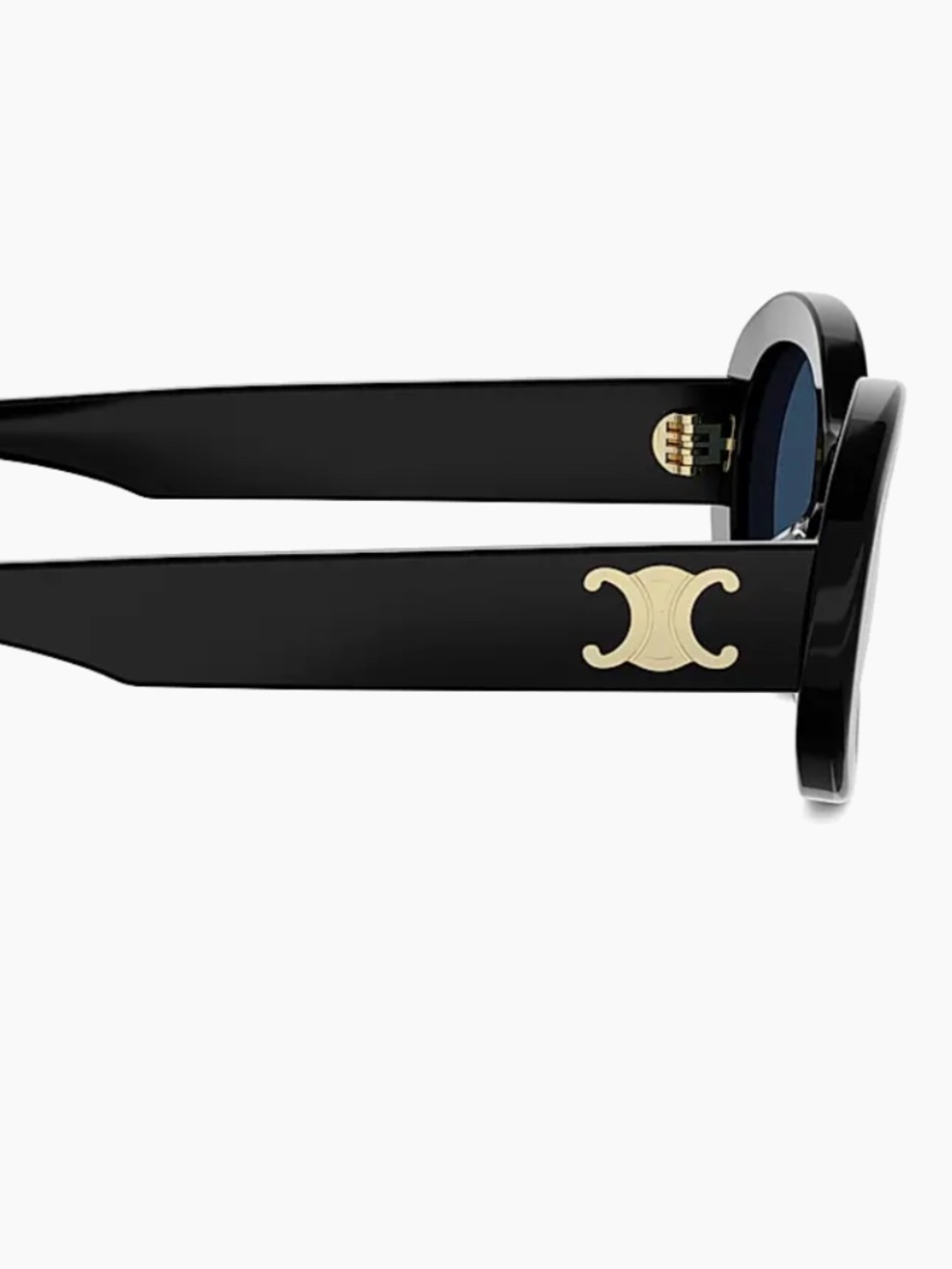 CELINE - Triomphe 52mm Oval Sunglasses - Shiny Black Blue - Picture 5 of 14